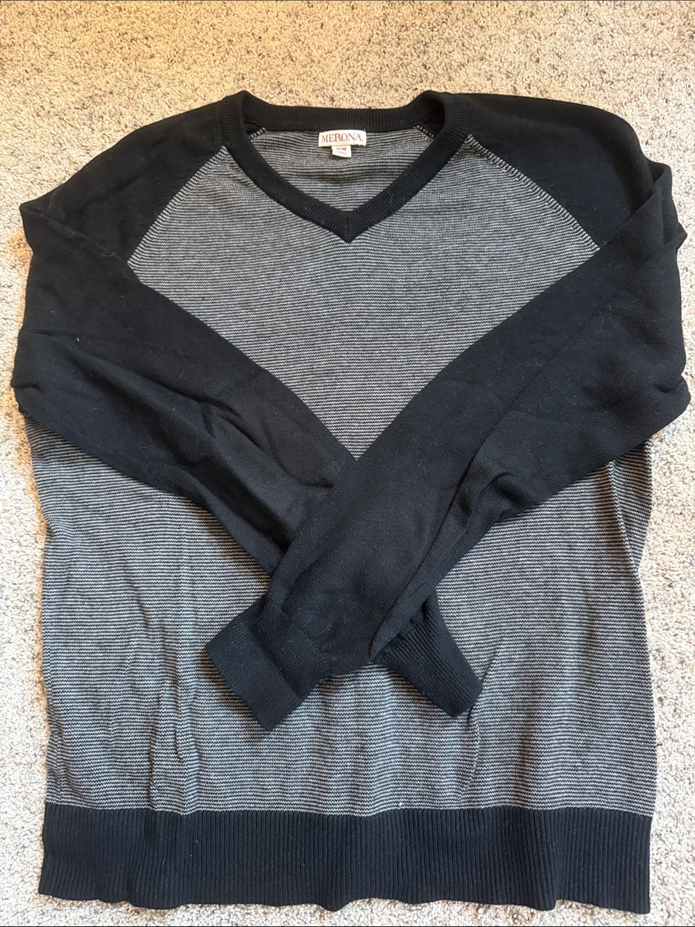 Merona Black and Gray Contrast V-Neck Sweater